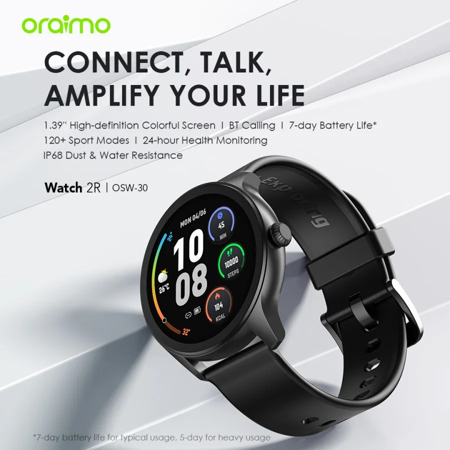 Oraimo Smart Watch 2R Screen Colorful Jam Bluetooth IP68 OSW-30