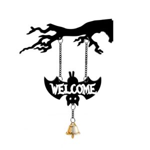MAYIT Gắn tường Chuông treo Halloween Dơi ma Acrylic Chuông treo trang trí Sáng tạo Chuông Treo Ma Quái Trang trí Halloween