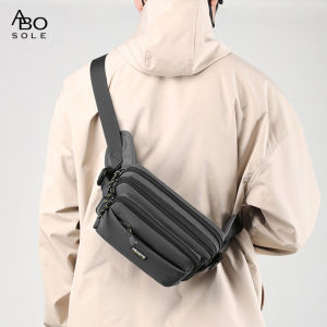ABOSOLE Men Bag Nylon Chest Pack Multi-layer Chest Bag Crossbody Pack Zipper Waist Sports Bag Waterproof Bag Street Shoulder Bag Messenger Bag Travel Bag for Work or Business