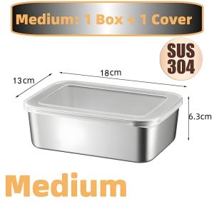 ICHINOVA SUS304 Stainless Steel tray with lid Food storage Organizer Food Container Fresh-keeping Box Food tray