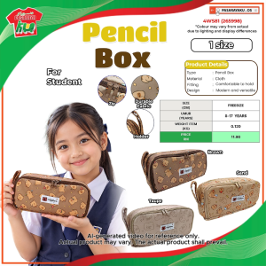 Pencil Box for Students | Cute Cartoon Pencil Case with Zipper | Durable Fabric Stationery Bag with Holder | 3 Colours