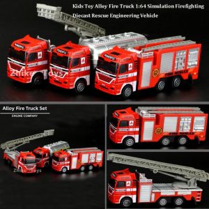 JAYQQ 1:64 Kids Toy Fire Truck Multistyles Alloy Rescue Engineering Vehicle  Simulation Firefighting Diecast