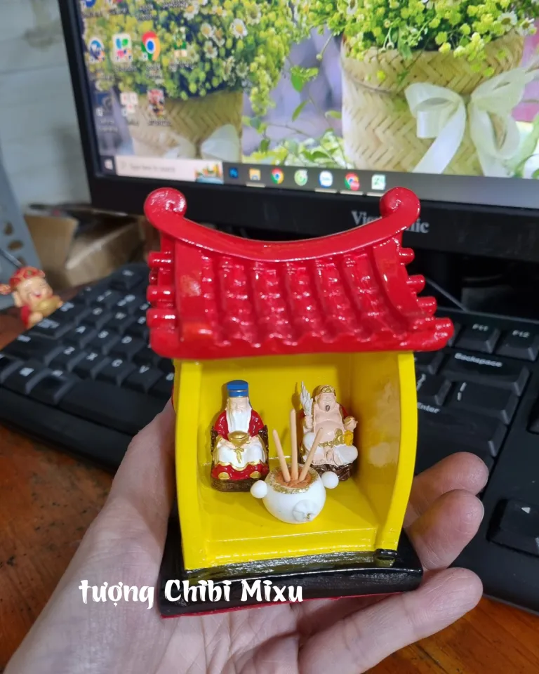 Miếu Thần Tài Thổ Địa 249K (Miếu size trung + 02 tượng 3cm + lư hương