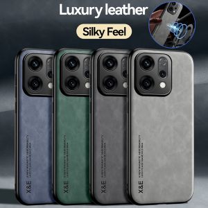 Luxury Leather Funda For OPPO Reno 14 Pro 5G Case Car Magnetic Holder Phone Cover for Reno 14 Reno14 Pro 14ro Shockproof Coque