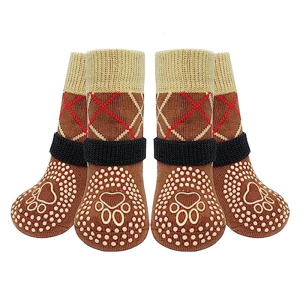 2 Pair Dog Socks Protective Thick Grip Dogs Feet Cover Socks with Adjustable Sticker for Outdoor Prevents Sliding