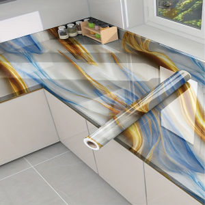 10M/Roll DIY Self-Adhesive Wallpaper Gilt Marble Wall Stickers Dining Room Kitchen Cabinet Decoration Mold Resistant and Waterproof Wall Sticker Home Decor