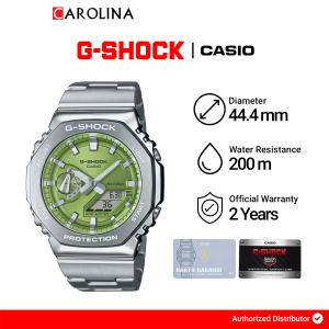 Jam Tangan Pria Casio G-Shock G-Steel GM-2110D-3A Green Dial Silver Stainless Steel Band