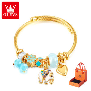 OLEVS light luxury womens bracelet alloy heart pendant personalized fashion versatile titanium steel bracelet