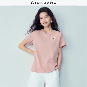 Giordano Women Zen animals embroidery short sleeve cotton tee Free Shipping 05396384