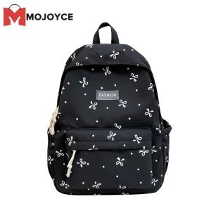 กระเป๋าสะพายหลัง Sablon Bunga ของผู้หญิง MOJOYCE ดีไซน์แบบผูกโบว์กระเป๋าผู้หญิงที่กว้างขวางกระเป๋าเป้สำหรับเดินทางและกิจกรรมประจำวันที่ทันสมัยและใช้งานได้จริง