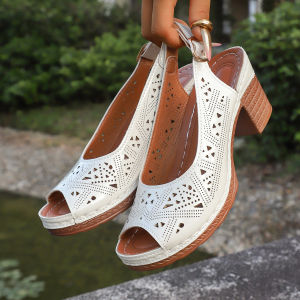 [Free Shipping] WomenS Sandals 2026 Summer New Collection Fashionable Open-Toe Design With A Single-Strap Buckle And Chunky High Heels
