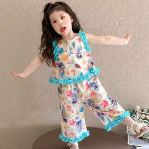 🌸 ชุดเซ็ทเด็กหญิงน่ารัก 2025 ใหม่! สายเดี่ยวลายการ์ตูน + กางเกงขาสั้น + เดรสลายดอกซัมเมอร์ 🌺