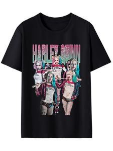 DC MenS & WomanS DC Justice League Quinn Graphic T-Shirt - 100% Casual Short Sleeve Round Neck Tee with Characters size S - 3XL Fit for Halloween & Thanksgiving Gifts Pop Culture Apparel for Adults Fan Merchandise Heat Transfer Printed Design