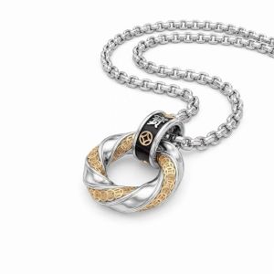 COOLSOOL Bring wealth and prosperity Möbius Double Ring Necklace Copper Coin Hip Hop Pendant Necklace Cool Mens Necklace Clothing Accessories