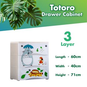 Children Toddler Totoro Drawer Cabinet 3 4 & 5 Tiers Storage Lockable Drawers Large Capacity Sturdy Wardrobe Organiser