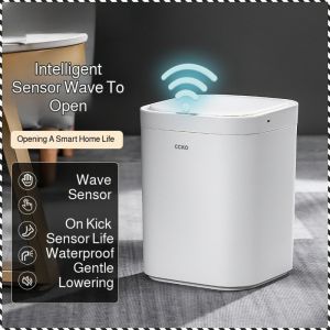 Trash Can Intelligent Sensor Garbage Bin Large Capacity with a Lid Organize Cleaning Utensils Square
