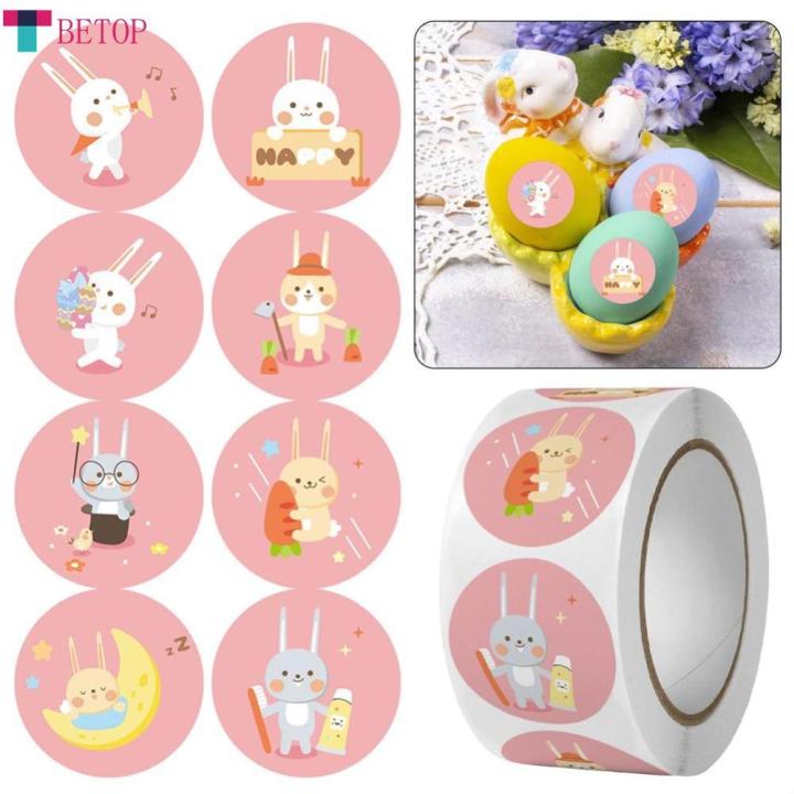 BETOP 500pcs/Roll Easter Bunny Egg Cartoon Decoration Roll Sticker ...