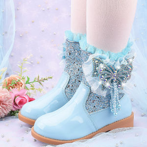 LUQUTCR Fleece Flush Warm Girls Boots 2024 New Fashion Boots for Girls Winter Children Boots Princess Snow Boots
