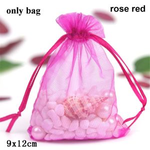 GOLDVAULT 50pcs 9x12cm Colorful Wedding Candy Box Packaging Jewelry Pouches Gift Bags Sheer Organza
