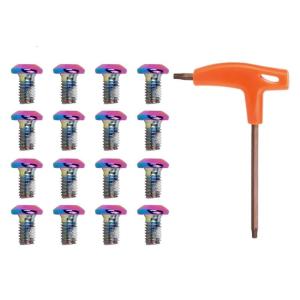 16Pcs Bike Disc Brake Rotor Bolts Torx T25 Bolts M5x9mm Bike Rotor Screws with a Double-Headed Torx Wrench for Road Bike