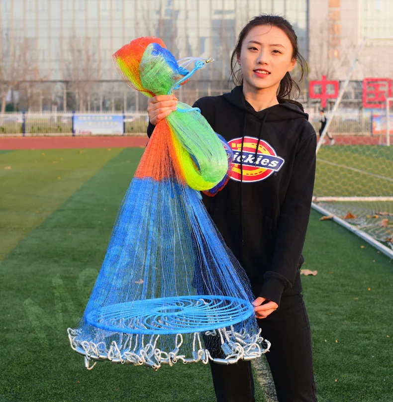 colorful fishing net throwing Fishing net 4.2M American Frisbee Manual Throwing Net, 420CM Diameter, Color  Fishing Net American version