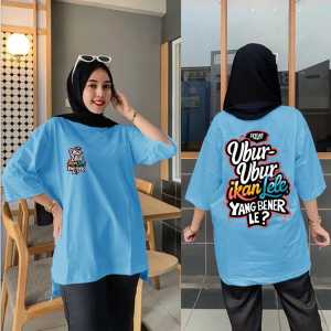 Kaos Wanita Lengan 7/8  Motif Ubur Ubur Ikan Lele  Model Oversize Ukuran L XL Dan XXL