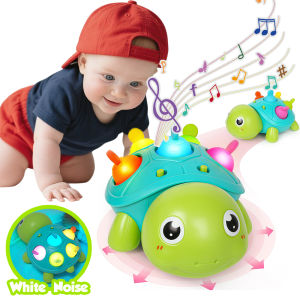 Baby Musical Turtle Toy with Lights & Sounds 360° Wheels Crawling Tummy Time Toy for Newborn Infants