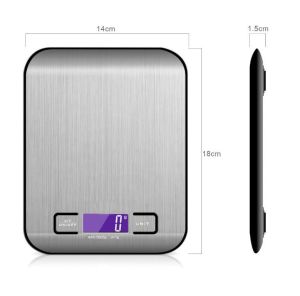 HANA Stainless Steel Digital USB Kitchen Scales 5kg Electronic Precision Food Diet scale for Cooking Baking Measure Tools