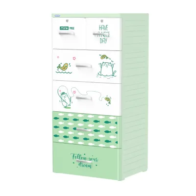 Tủ nhựa Mina 5 tầng thiết kế 6 ngăn sắp xếp quần áo ngăn kéo tiện lợi bền chắc họa tiết đa dạng theo màu