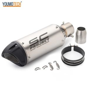 51MM / 2Iches Universal Motorcycle Exhaust Muffler Pipe Escape Dirt Bike Scooter Exhaust End PIPE Moto tail pipe For ninja 650 zx-6r cbr 650r mt-09 MT-07 mt03 YZF-R3 GSX-150R Z1000 Benelli tnt600 GPX ETC