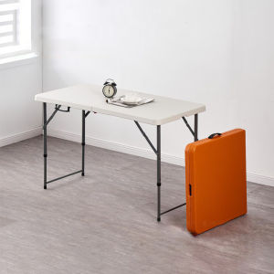 Heavy Duty Folding Table 6 FT/Fold-in-half Table Black/White Steel Residential grade tables