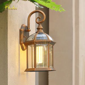 Phube Lighting Outdoor Wall Lantern Exterior Waterproof Wall Sconce Light Fixture Black Anti-Rust Mount Light with Clear Glass E27 Base Wall Lamp