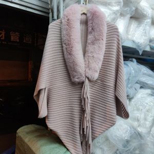 RUSSELLERT Thời trang Cardigan Choàng Áo choàng Đan Khăn Choàng Sang trọng Kết Thúc Tốt Đẹp Mùa đông Ấm Áp Giả Cổ Áo Lông Thú