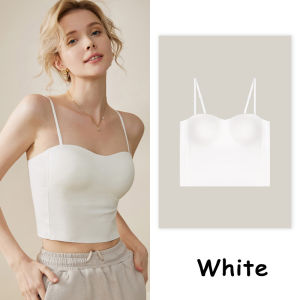 Maldita X Female Crop Tops Bra wrap chest Tops One-piece Chest Pad Seamless Wrap Chest Sleeveless Straps Camisole Top Solid Seamless Camisole