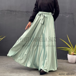 Rok Payung Panjang Mewah Lebar Satin Velvet Umbrella Skirt Almira Kondangan Mayung Keliling 4m