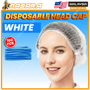 Nasara 100pcs 21cm Disposable Hair Head Cover Cap Double Elastic Non Woven Disposable Mob Cap Net Penutup Kepala