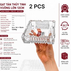 Set 3 Khay Gạt Tàn Thủy Tinh Vuông 12cm GT14 Decorative Glass Ashtray Trang Trí Bàn