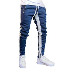 HOLA Men Jogger Pants Fitness Bodybuilding Gym Long Pants StripeD Zippered Casual Men Sweatpants Trousers