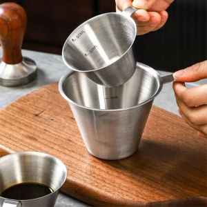 CUNXIN 100ml/250ml Espresso Espresso Cup Ergonomic Handle 304 Stainless Steel Ounce Cup Kitchen Barista Tools Professional Coffee Measuring Cup Coffee