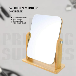 RF Printing Supplies -Small Wooden Mirror Stand rotatable 360 degree Table Desk
