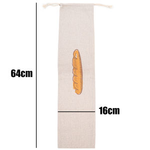 【Taro Ball】Linen Bread Bags Reusable Drawstring Bag for Loaf Bread Storage Bag Linen Bread Bags for Baguette Kitchen Storage Bag