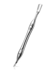 FERYES Cuticle Pusher with Fork 2-in-1 Cuticle Trimmer Nail Care Tool Stainless Steel Cuticle Remover Tool for Manis and Pedis -Black