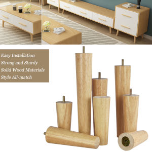 Onuobao 4PCS M6/M8/M10 Screw Oak Furniture Legs IKEA Conical Rubber Wood Sofa Legs Furniture Raised Feet for Table Cabinet TV Cabinet Coffee Desk