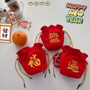 LEIFNYDI Wallet Canvas Coin Purse Red Chinese Style New Year Coin Purse Gift Dragon Year Mascot Lucky Wallet Children