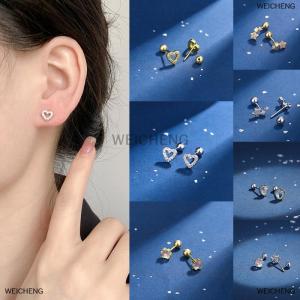 [COD] WEICHENG 1pair Studs Earrings Ear Stud Stainless Steel Helix Earrings Women Girl Sliver Plated Star Heart Ear Jewelry
