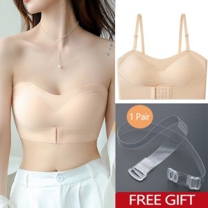Women Bra Push Up Wireless Strapless Non-Slip Nylon Invisible Plus Size - Strapless Underwear - Black White Nude.