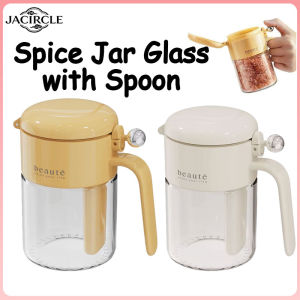 JACIRCLE Pice Jar Salt Container Glass Spice Container with Spoon Seasoning Container Sealing Seasoning Box Spice Jar