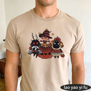 [Local Stock] HBESTY  Cute Halloween Creatures Pumpkin Witch Moth Sheep Men Summer Cotton T Shirt Kawaii Fall Halloween Short Sleeve Basic Tee