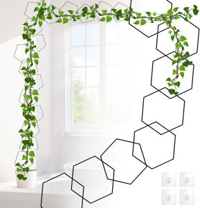 20pcs Chain Trellis for Climbing Plants Indoor Metal Hexagonal Wall Plant Support Accessories for Vine Growth Ivy Pothos Live Plant Climber