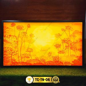 Đèn Hào Quang Trúc Chỉ In Ngang Nhiều Mẫu Hoa Sen Trang Trí Phòng Thờ Bàn Thờ Treo Tường CTC-TN-02